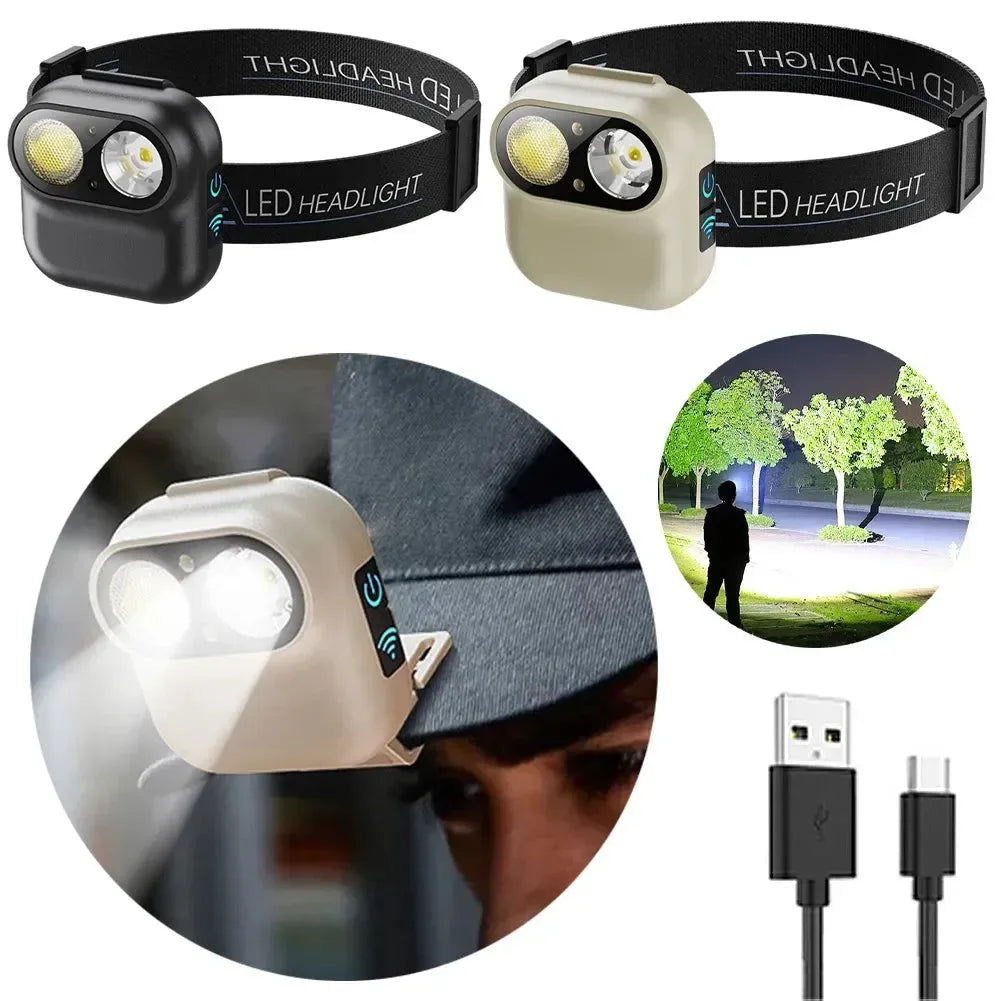 USB Rechargeable High Brightness Headlight, 6 Gears, 800mAh for Camping and Fishing - Trekker Essentials