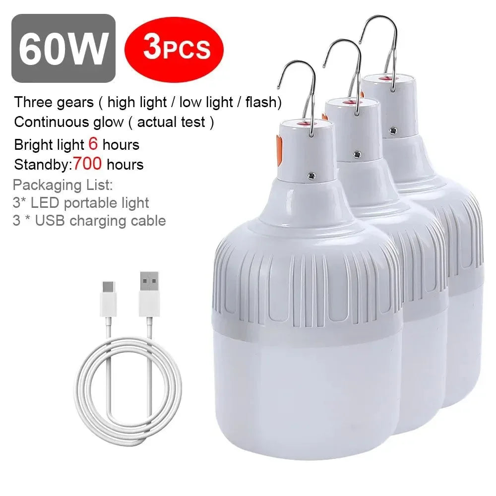 USB Rechargeable LED Bulb - Portable Camping Light Bulb for Emergency Lighting, Outdoor Picnics, and Hanging Tent Light - Trekker Essentials