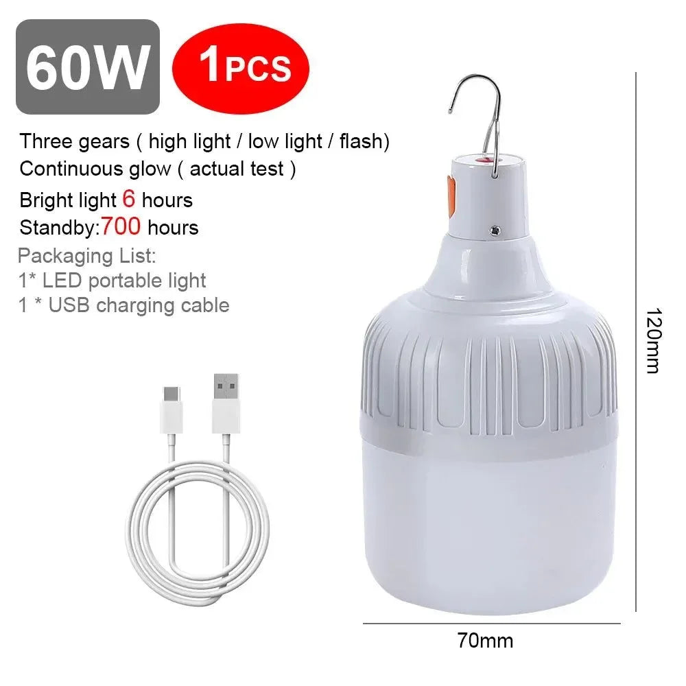 USB Rechargeable LED Bulb - Portable Camping Light Bulb for Emergency Lighting, Outdoor Picnics, and Hanging Tent Light - Trekker Essentials