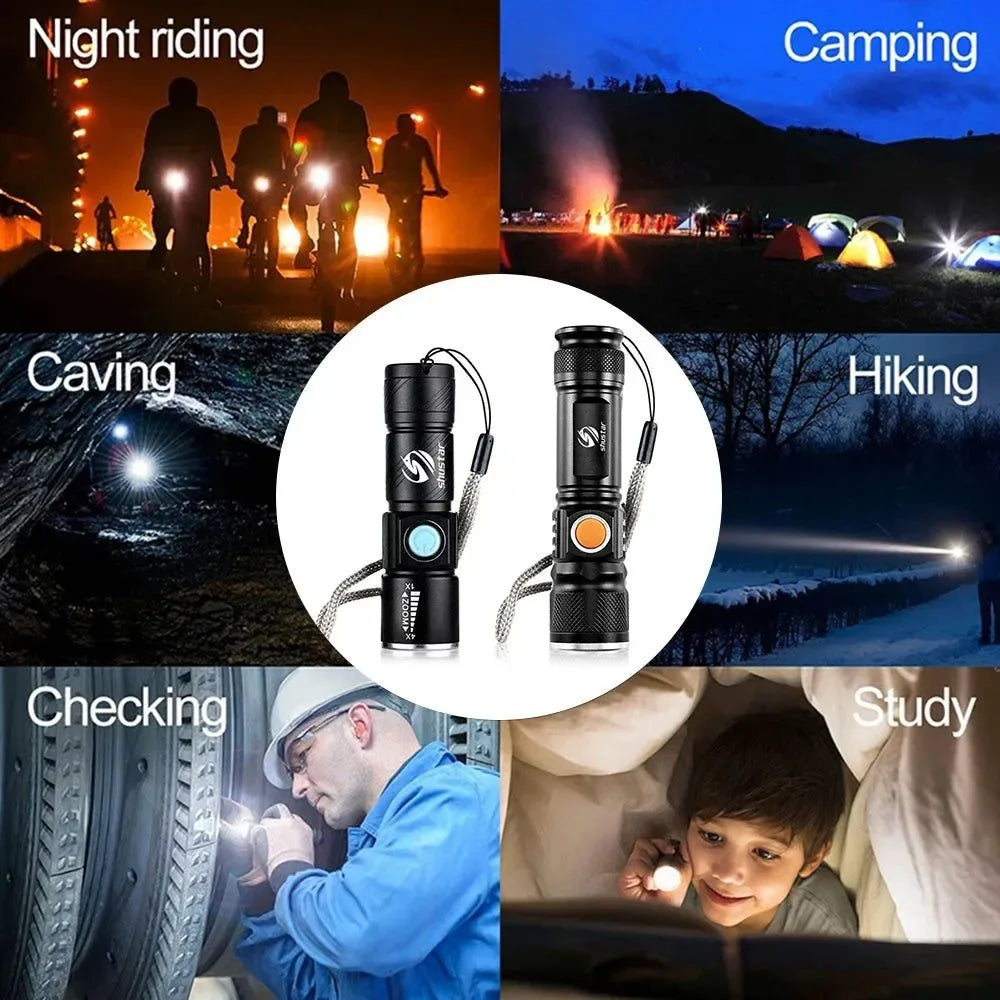 USB Rechargeable LED Flashlight - Powerful and Waterproof Torch for Outdoor Activities - Trekker Essentials