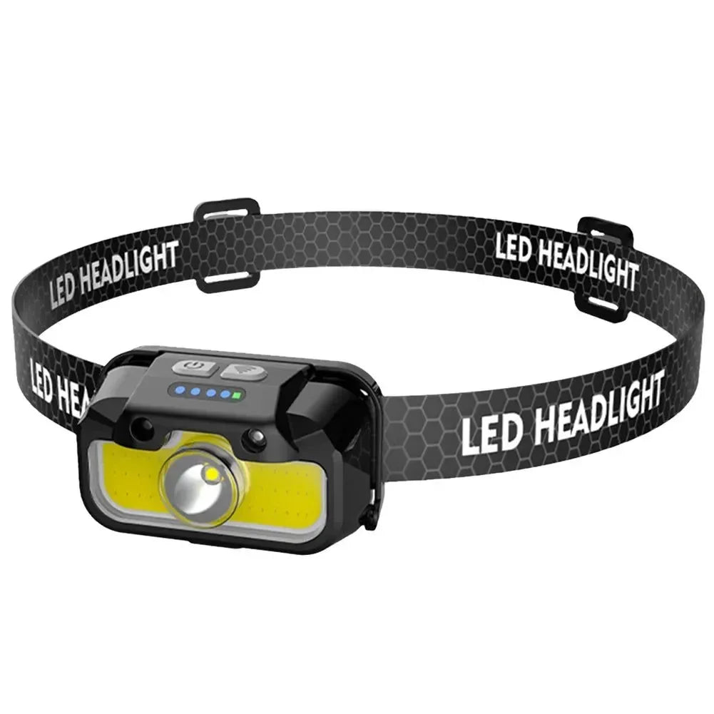 USB Rechargeable LED Headlamp - Adjustable Brightness Headlight for Camping, Running, Fishing & Outdoor Activities - Trekker Essentials