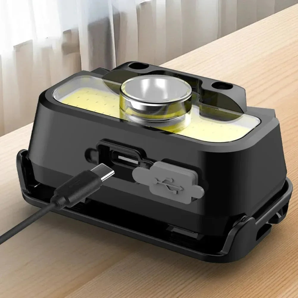 USB Rechargeable LED Headlamp - Adjustable Brightness Headlight for Camping, Running, Fishing & Outdoor Activities - Trekker Essentials