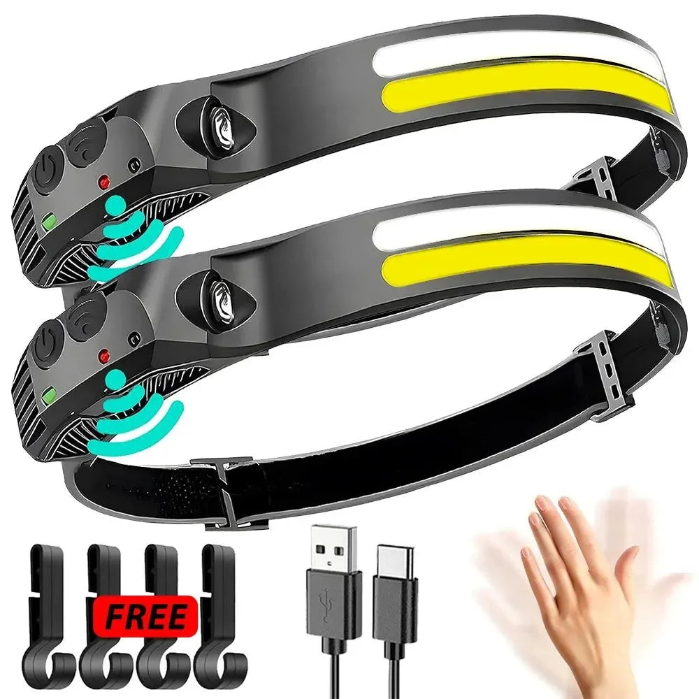 USB Rechargeable Sensor LED Headlamp: 18650 Battery Headlight LED Head Torch Camping Light Head Flashlight for Fishing Lantern - Trekker Essentials