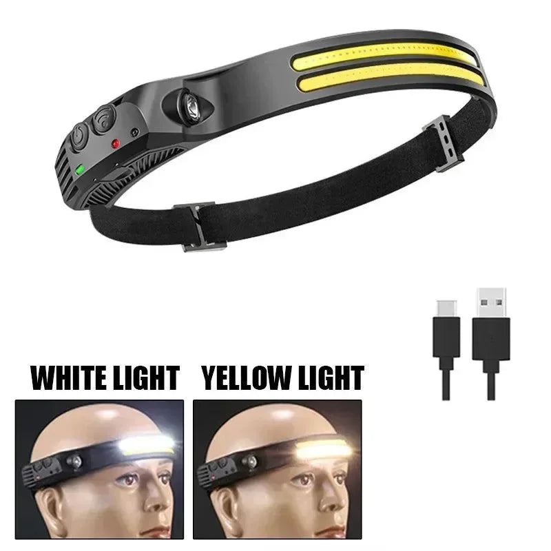 USB Rechargeable Sensor LED Headlamp: 18650 Battery Headlight LED Head Torch Camping Light Head Flashlight for Fishing Lantern - Trekker Essentials