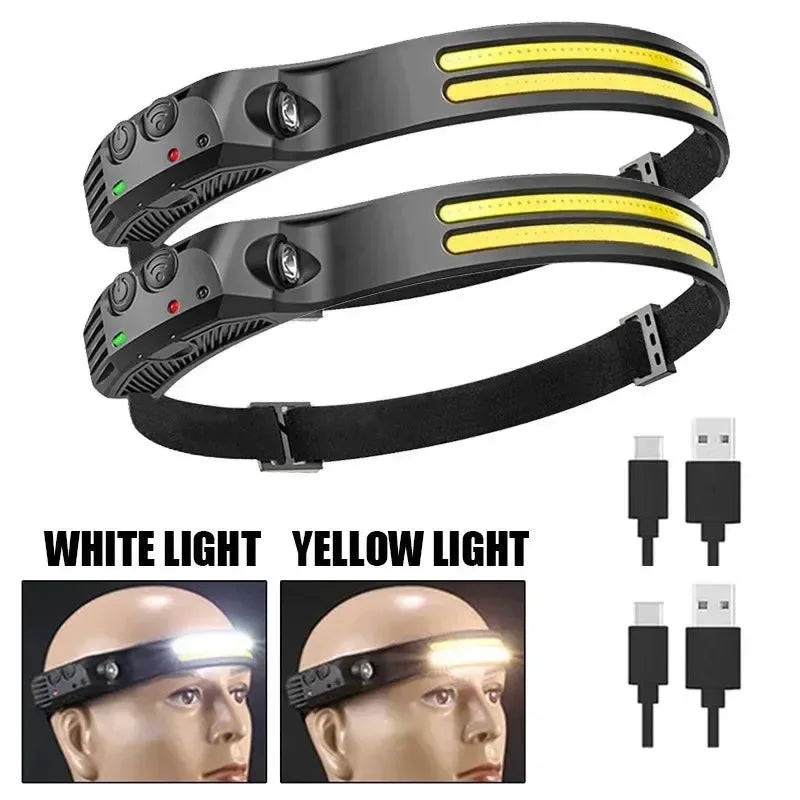 USB Rechargeable Sensor LED Headlamp: 18650 Battery Headlight LED Head Torch Camping Light Head Flashlight for Fishing Lantern - Trekker Essentials