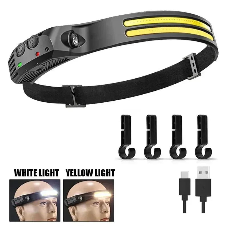 USB Rechargeable Sensor LED Headlamp: 18650 Battery Headlight LED Head Torch Camping Light Head Flashlight for Fishing Lantern - Trekker Essentials