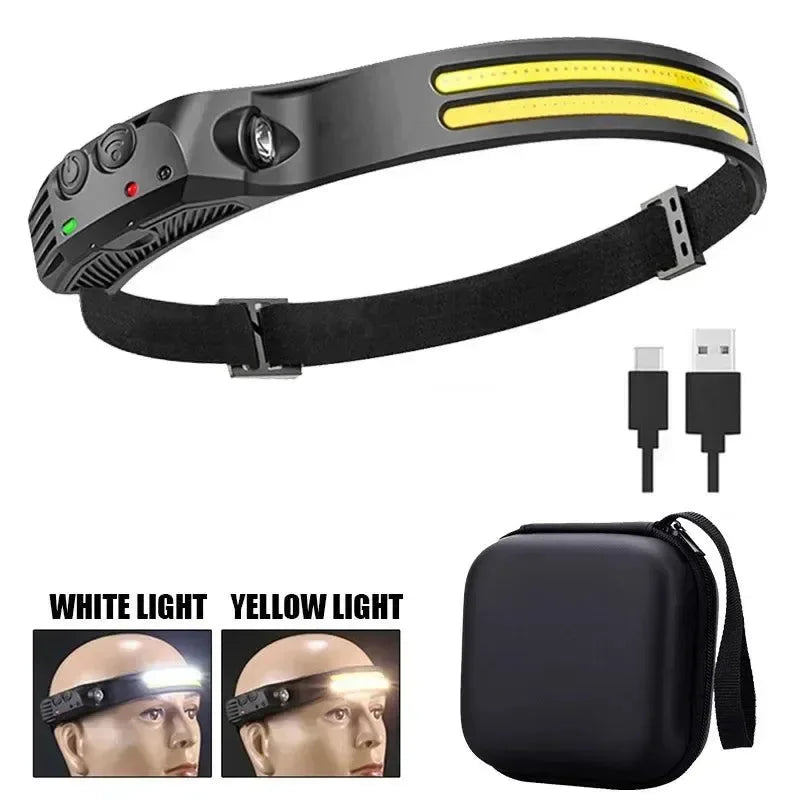 USB Rechargeable Sensor LED Headlamp: 18650 Battery Headlight LED Head Torch Camping Light Head Flashlight for Fishing Lantern - Trekker Essentials