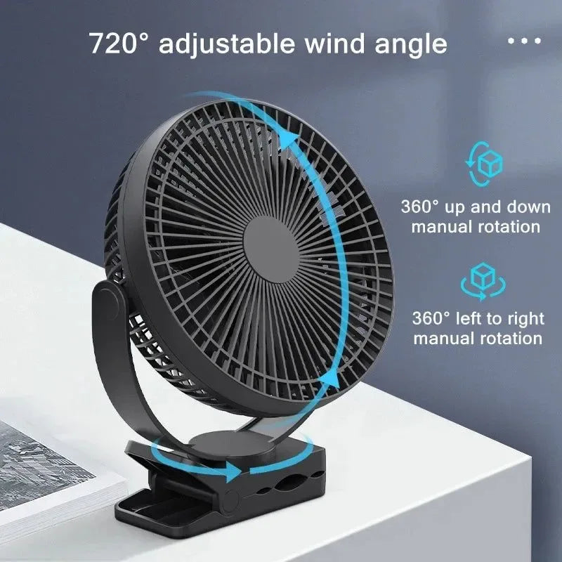 USB Rechargeable Wireless Table & Ceiling Fan – 10000mAh Battery, 4-Speed Adjustable - Trekker Essentials