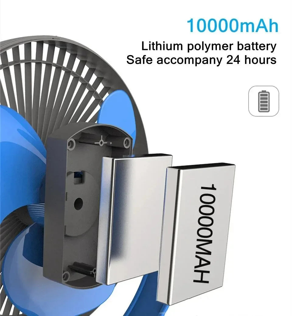 USB Rechargeable Wireless Table & Ceiling Fan – 10000mAh Battery, 4-Speed Adjustable - Trekker Essentials