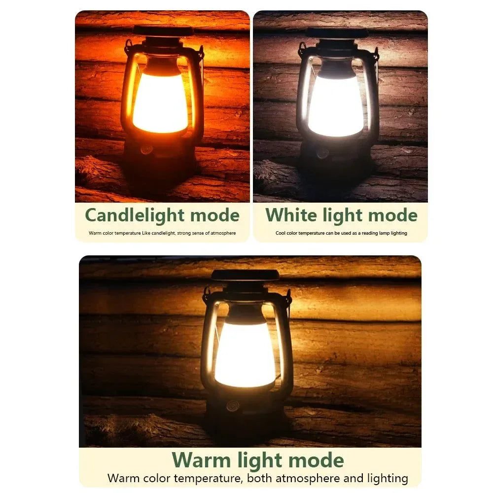 USB & Solar Rechargeable Camping Lantern – Portable LED Tent Light with 3000K–5000K Dimming, Waterproof Outdoor Lamp - Trekker Essentials