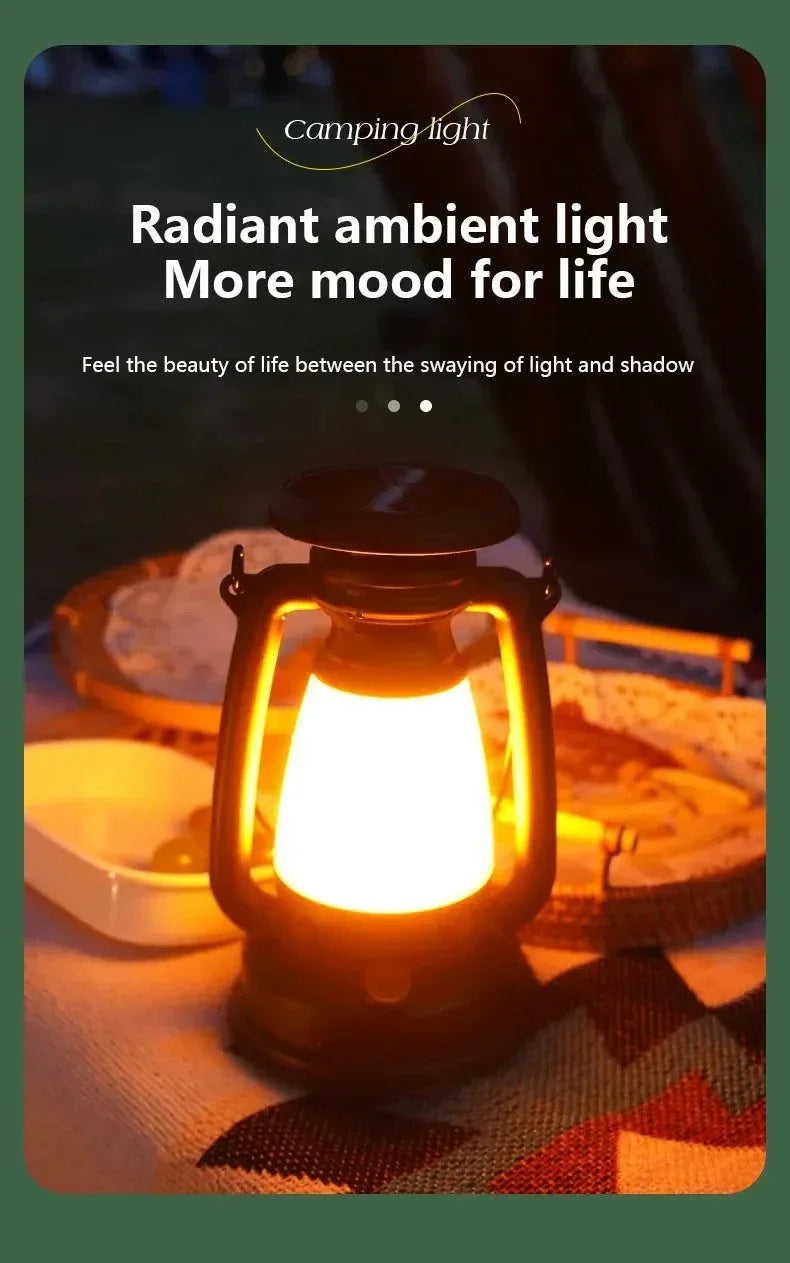 USB & Solar Rechargeable Camping Lantern – Portable LED Tent Light with 3000K–5000K Dimming, Waterproof Outdoor Lamp - Trekker Essentials