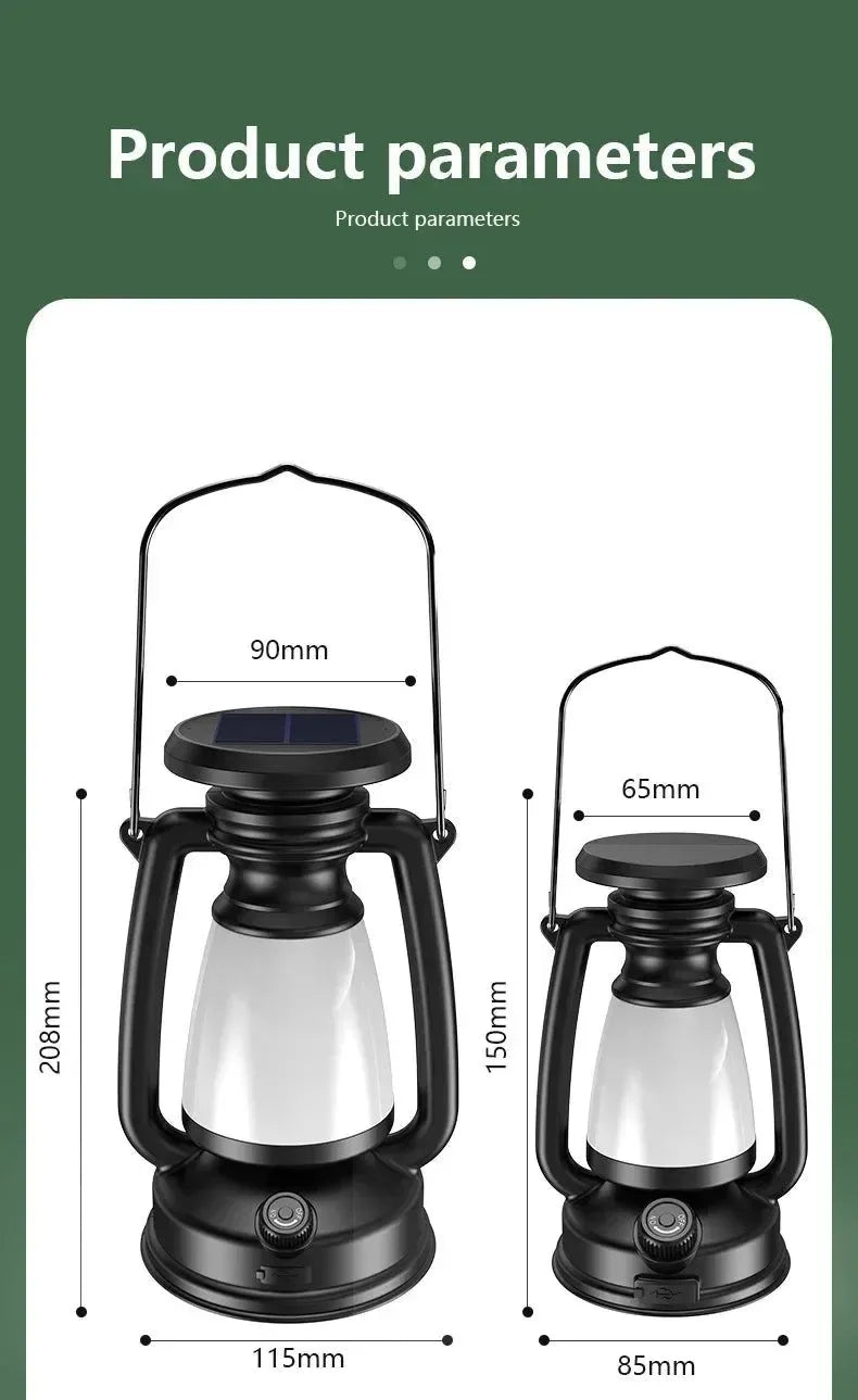 USB & Solar Rechargeable Camping Lantern – Portable LED Tent Light with 3000K–5000K Dimming, Waterproof Outdoor Lamp - Trekker Essentials