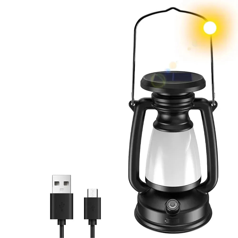 USB & Solar Rechargeable Camping Lantern – Portable LED Tent Light with 3000K–5000K Dimming, Waterproof Outdoor Lamp - Trekker Essentials