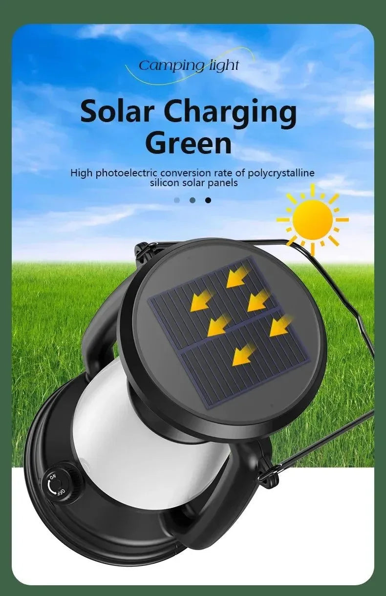 USB & Solar Rechargeable Camping Lantern – Portable LED Tent Light with 3000K–5000K Dimming, Waterproof Outdoor Lamp - Trekker Essentials