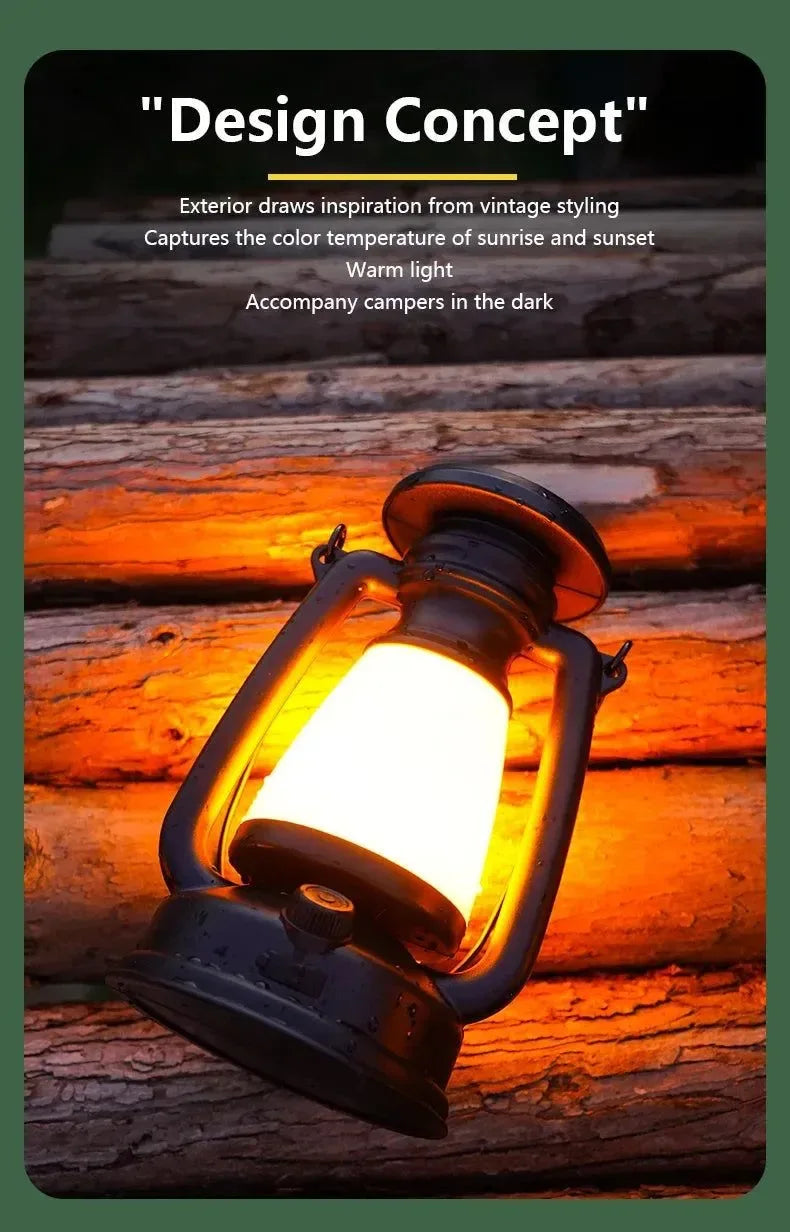 USB & Solar Rechargeable Camping Lantern – Portable LED Tent Light with 3000K–5000K Dimming, Waterproof Outdoor Lamp - Trekker Essentials