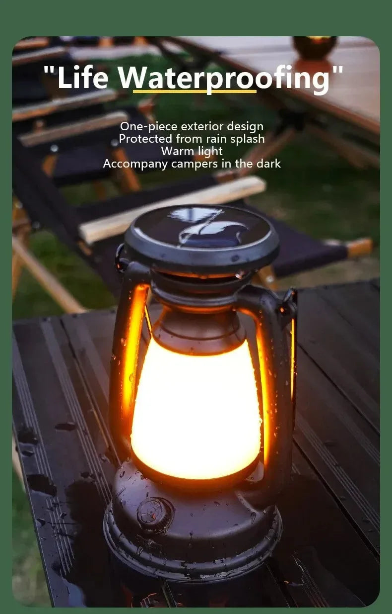 USB & Solar Rechargeable Camping Lantern – Portable LED Tent Light with 3000K–5000K Dimming, Waterproof Outdoor Lamp - Trekker Essentials