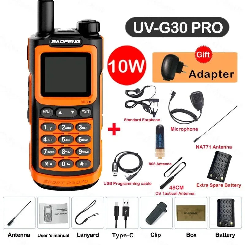 UV-G30 Pro Walkie Talkie, Long Range, 1000 Channel, Portable Ham FM Radios, UHF VHF, USB-C Charge, Waterproof 2-Way Radio - Trekker Essentials