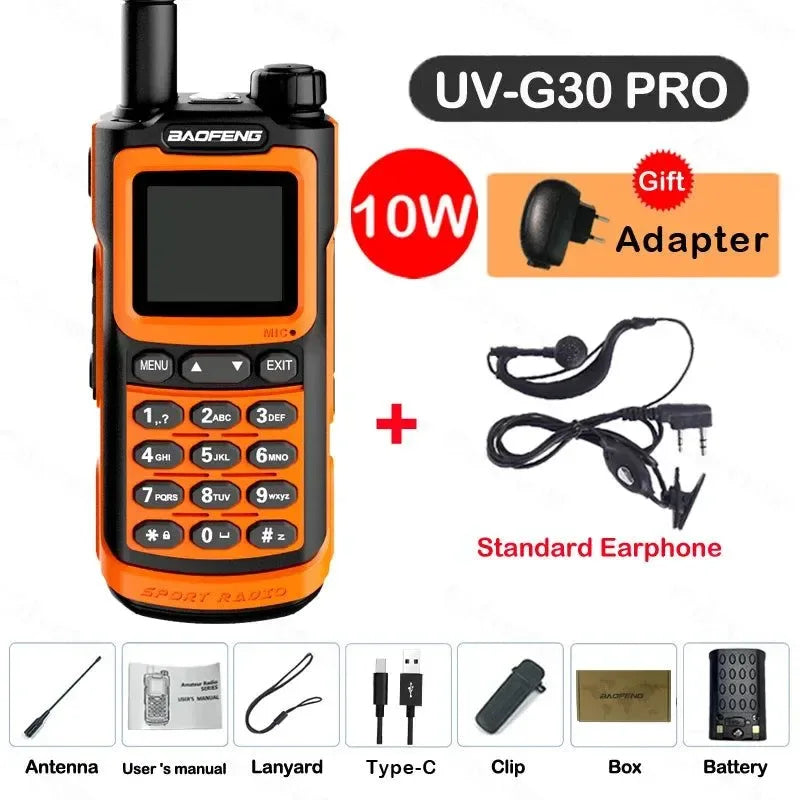 UV-G30 Pro Walkie Talkie, Long Range, 1000 Channel, Portable Ham FM Radios, UHF VHF, USB-C Charge, Waterproof 2-Way Radio - Trekker Essentials
