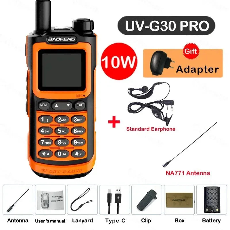 UV-G30 Pro Walkie Talkie, Long Range, 1000 Channel, Portable Ham FM Radios, UHF VHF, USB-C Charge, Waterproof 2-Way Radio - Trekker Essentials