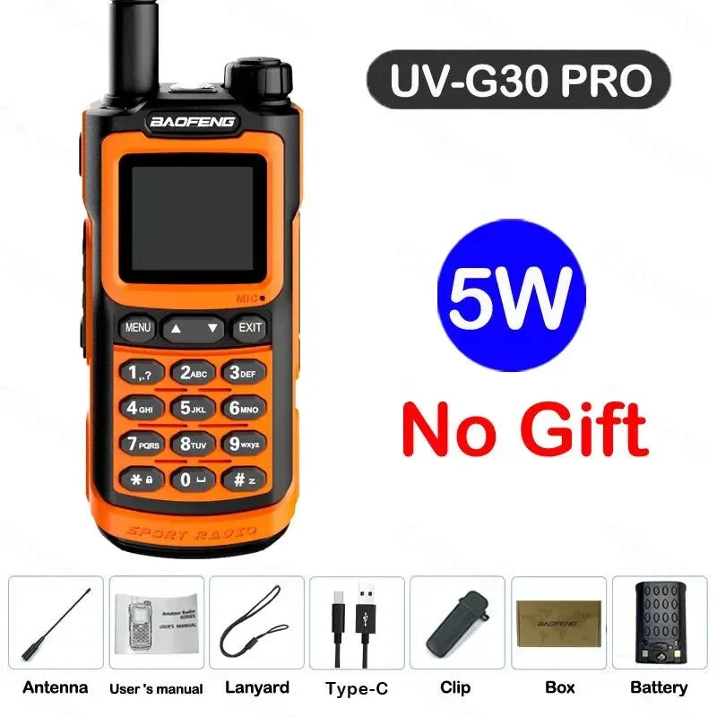 UV-G30 Pro Walkie Talkie, Long Range, 1000 Channel, Portable Ham FM Radios, UHF VHF, USB-C Charge, Waterproof 2-Way Radio - Trekker Essentials