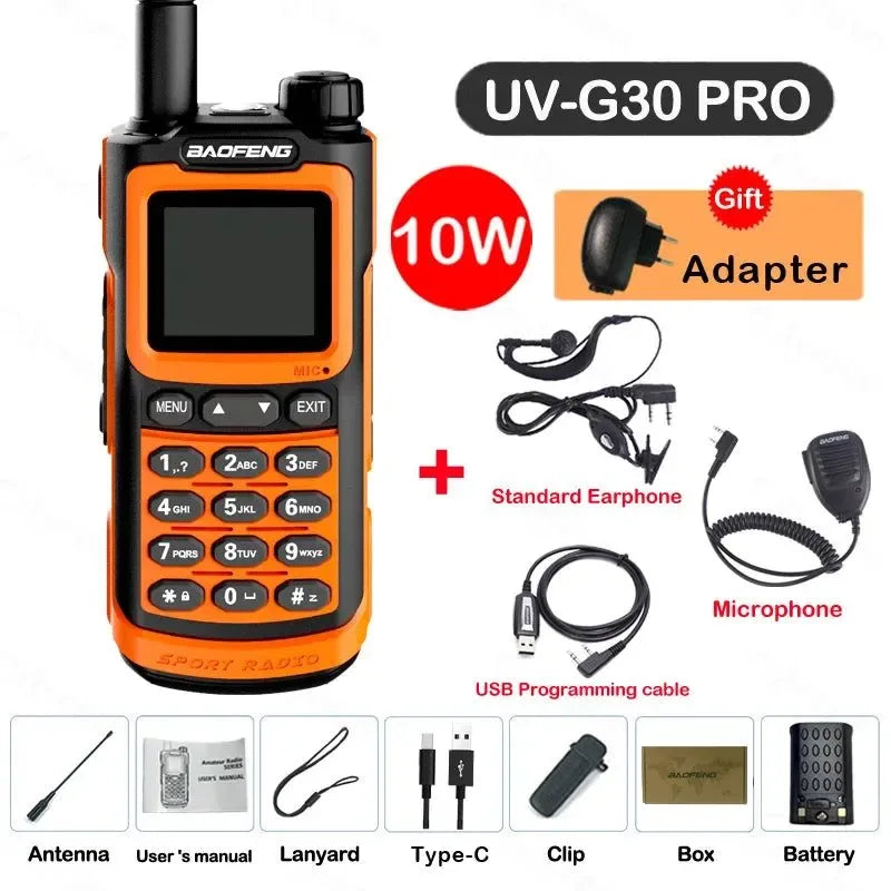 UV-G30 Pro Walkie Talkie, Long Range, 1000 Channel, Portable Ham FM Radios, UHF VHF, USB-C Charge, Waterproof 2-Way Radio - Trekker Essentials