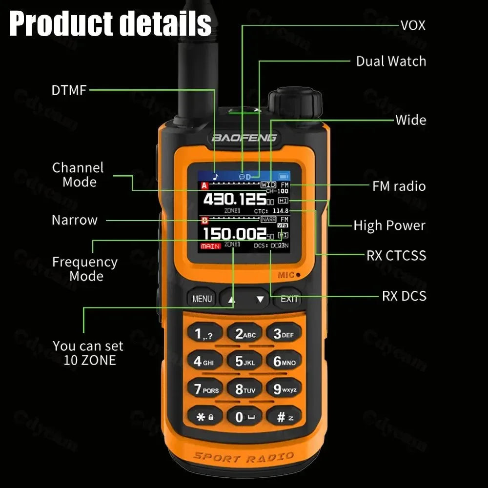 UV-G30 Pro Walkie Talkie, Long Range, 1000 Channel, Portable Ham FM Radios, UHF VHF, USB-C Charge, Waterproof 2-Way Radio - Trekker Essentials
