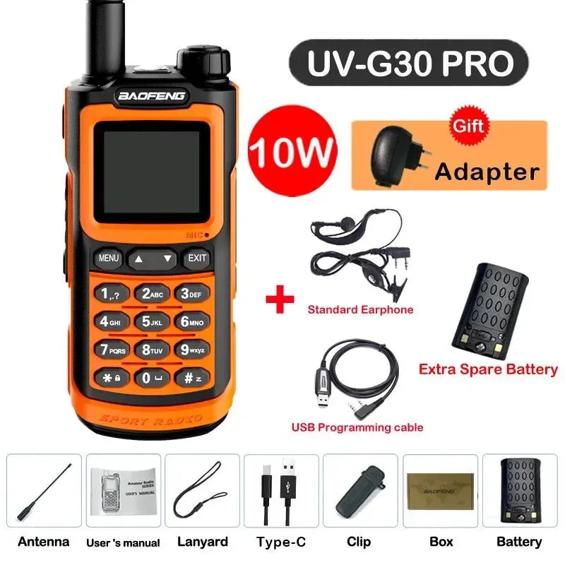 UV-G30 Pro Walkie Talkie, Long Range, 1000 Channel, Portable Ham FM Radios, UHF VHF, USB-C Charge, Waterproof 2-Way Radio - Trekker Essentials