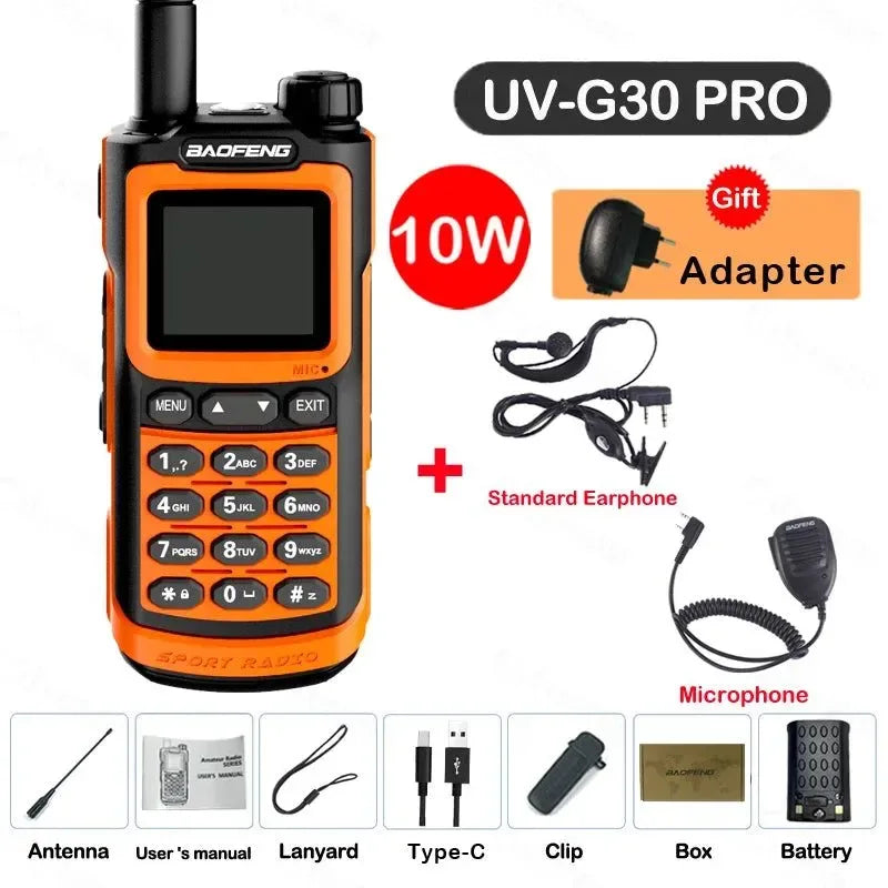 UV-G30 Pro Walkie Talkie, Long Range, 1000 Channel, Portable Ham FM Radios, UHF VHF, USB-C Charge, Waterproof 2-Way Radio - Trekker Essentials