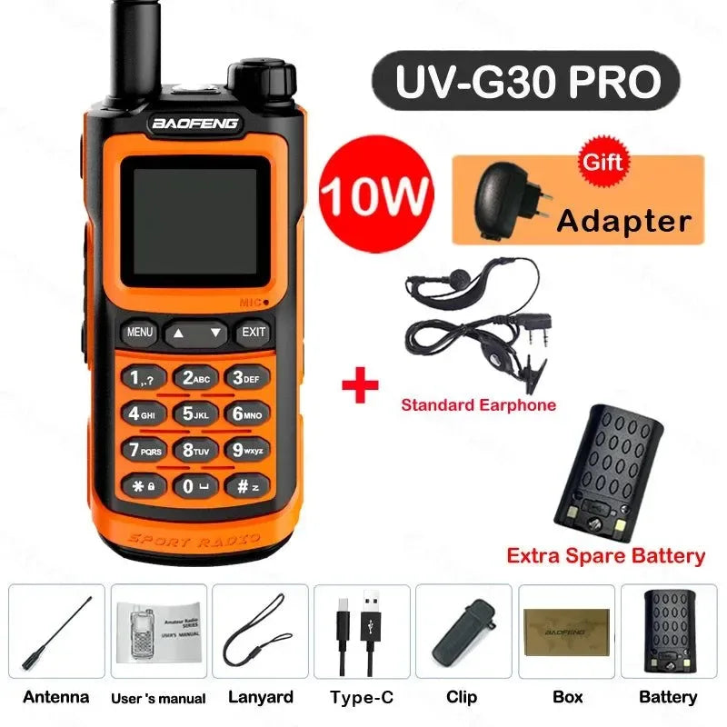 UV-G30 Pro Walkie Talkie, Long Range, 1000 Channel, Portable Ham FM Radios, UHF VHF, USB-C Charge, Waterproof 2-Way Radio - Trekker Essentials