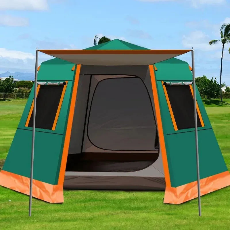 UV Hexagonal Aluminum Pole Automatic Outdoor Camping Wild Big Tent - Trekker Essentials