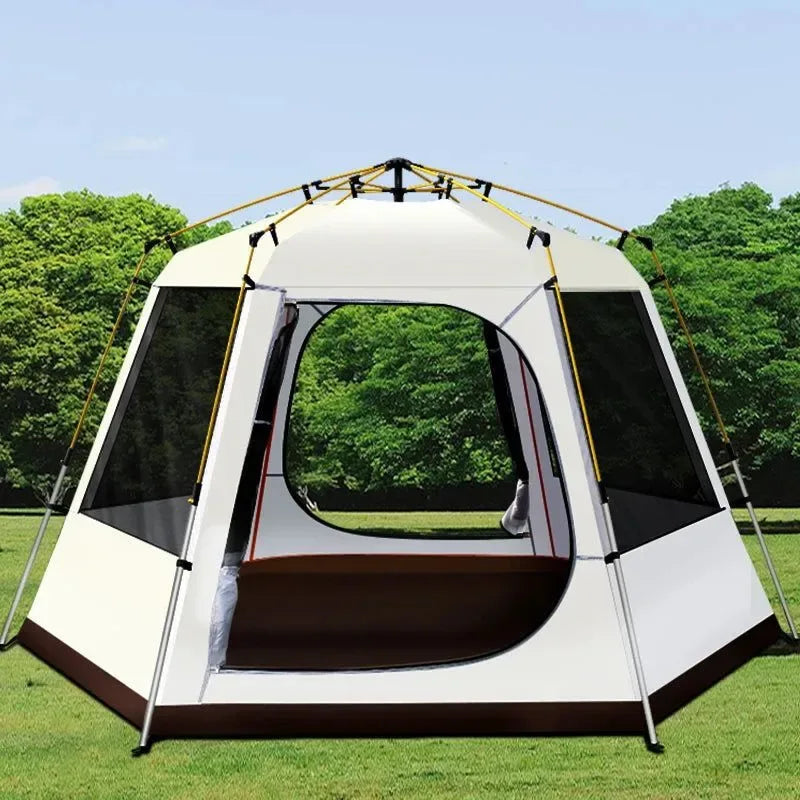 UV Hexagonal Aluminum Pole Automatic Outdoor Camping Wild Big Tent - Trekker Essentials