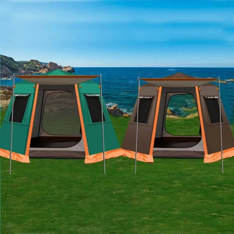 UV Hexagonal Aluminum Pole Automatic Outdoor Camping Wild Big Tent - Trekker Essentials