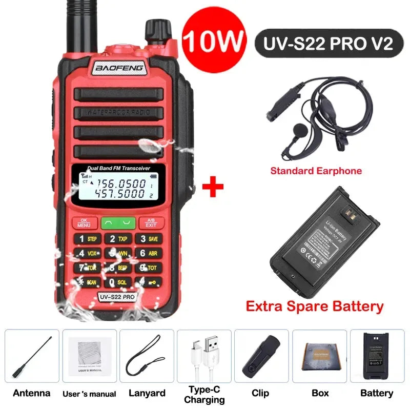 UV-S22 PRO V2 IP68 Waterproof Dual Band Ham Radio Walkie Talkie with 50KM Range (Upgraded UV9R UV5R Pro) - Trekker Essentials