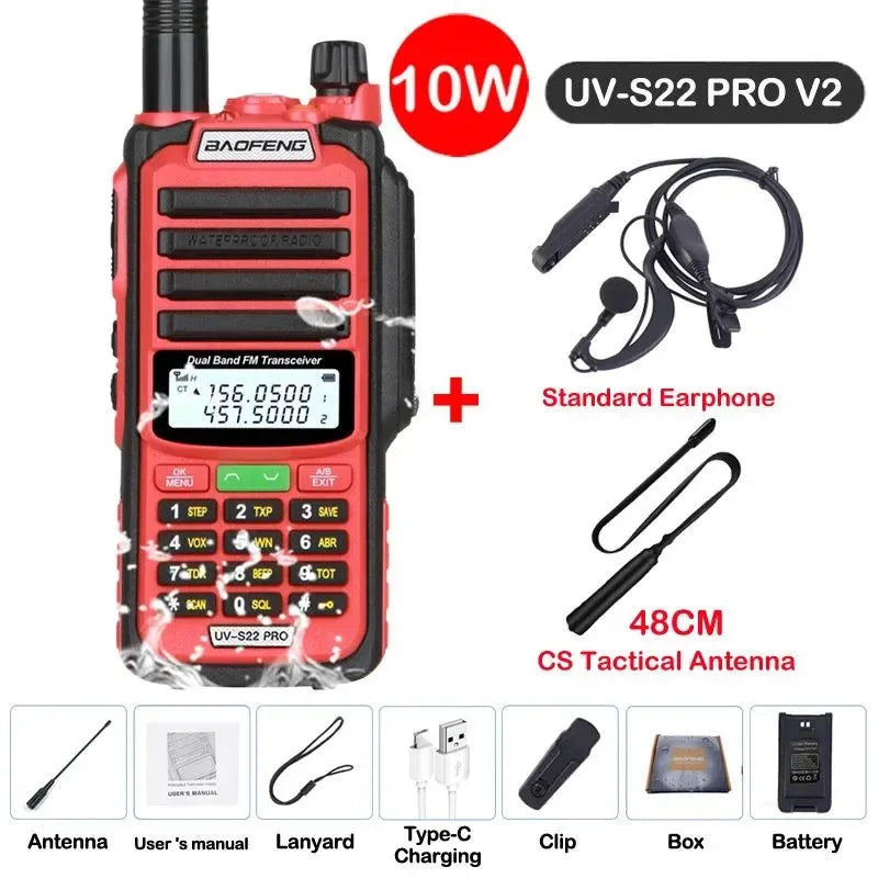 UV-S22 PRO V2 IP68 Waterproof Dual Band Ham Radio Walkie Talkie with 50KM Range (Upgraded UV9R UV5R Pro) - Trekker Essentials