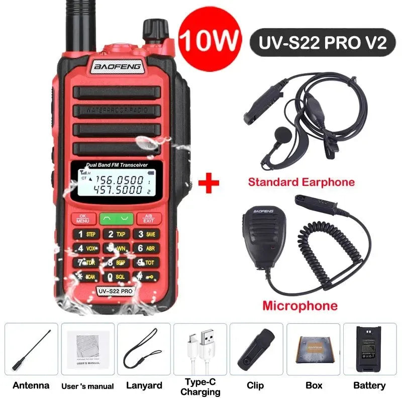 UV-S22 PRO V2 IP68 Waterproof Dual Band Ham Radio Walkie Talkie with 50KM Range (Upgraded UV9R UV5R Pro) - Trekker Essentials