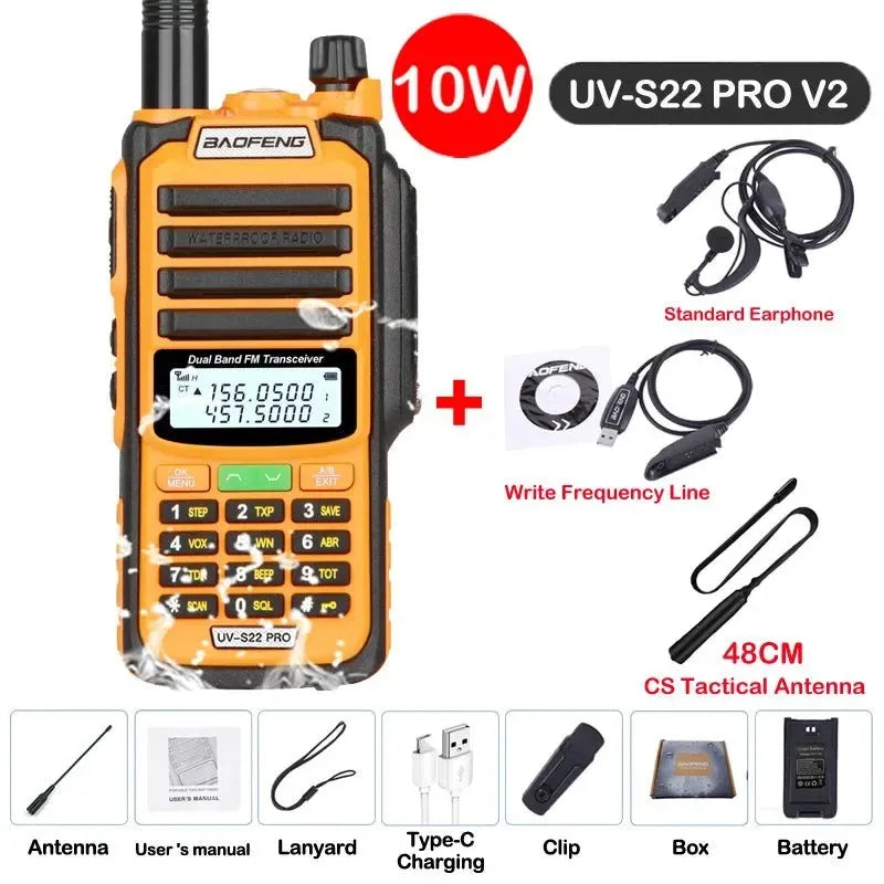 UV-S22 PRO V2 IP68 Waterproof Dual Band Ham Radio Walkie Talkie with 50KM Range (Upgraded UV9R UV5R Pro) - Trekker Essentials