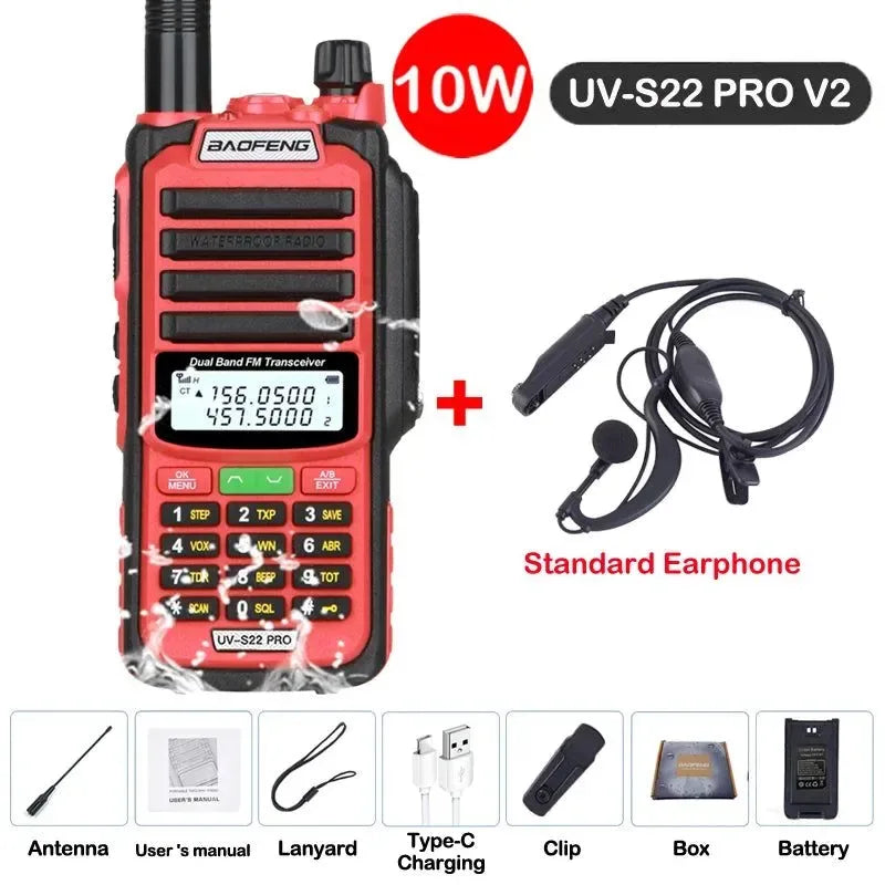 UV-S22 PRO V2 IP68 Waterproof Dual Band Ham Radio Walkie Talkie with 50KM Range (Upgraded UV9R UV5R Pro) - Trekker Essentials
