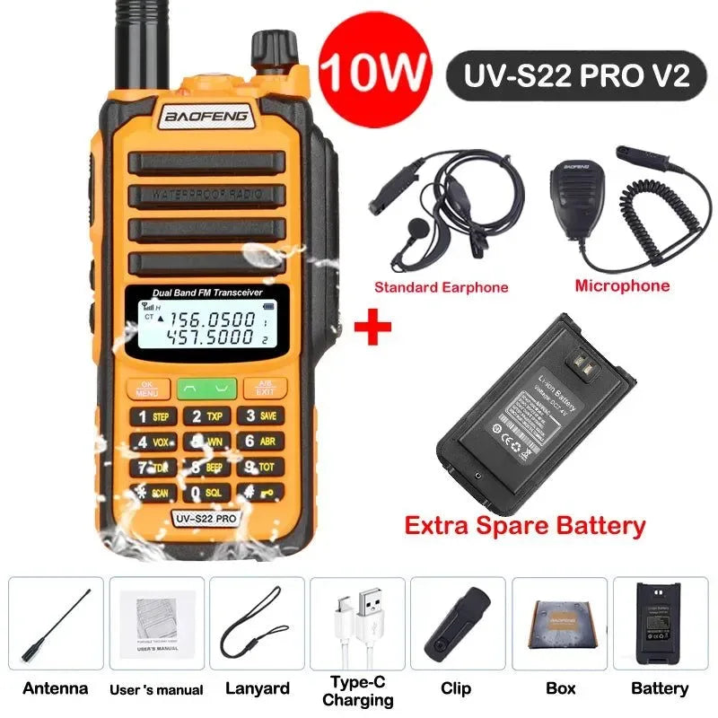 UV-S22 PRO V2 IP68 Waterproof Dual Band Ham Radio Walkie Talkie with 50KM Range (Upgraded UV9R UV5R Pro) - Trekker Essentials