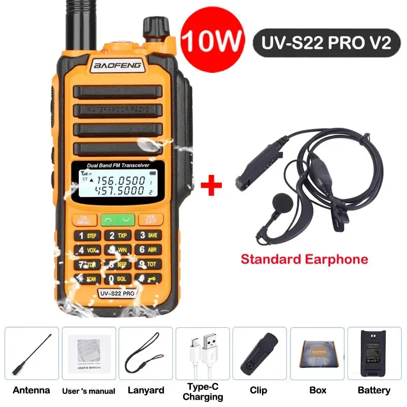 UV-S22 PRO V2 IP68 Waterproof Dual Band Ham Radio Walkie Talkie with 50KM Range (Upgraded UV9R UV5R Pro) - Trekker Essentials