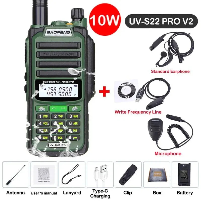 UV-S22 PRO V2 IP68 Waterproof Dual Band Ham Radio Walkie Talkie with 50KM Range (Upgraded UV9R UV5R Pro) - Trekker Essentials