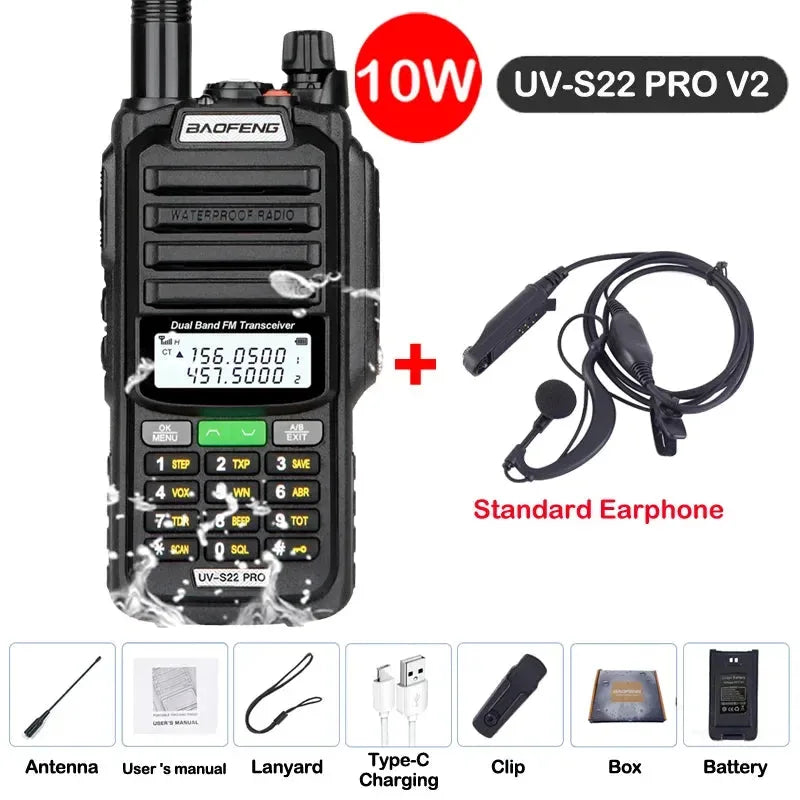 UV-S22 PRO V2 IP68 Waterproof Dual Band Ham Radio Walkie Talkie with 50KM Range (Upgraded UV9R UV5R Pro) - Trekker Essentials