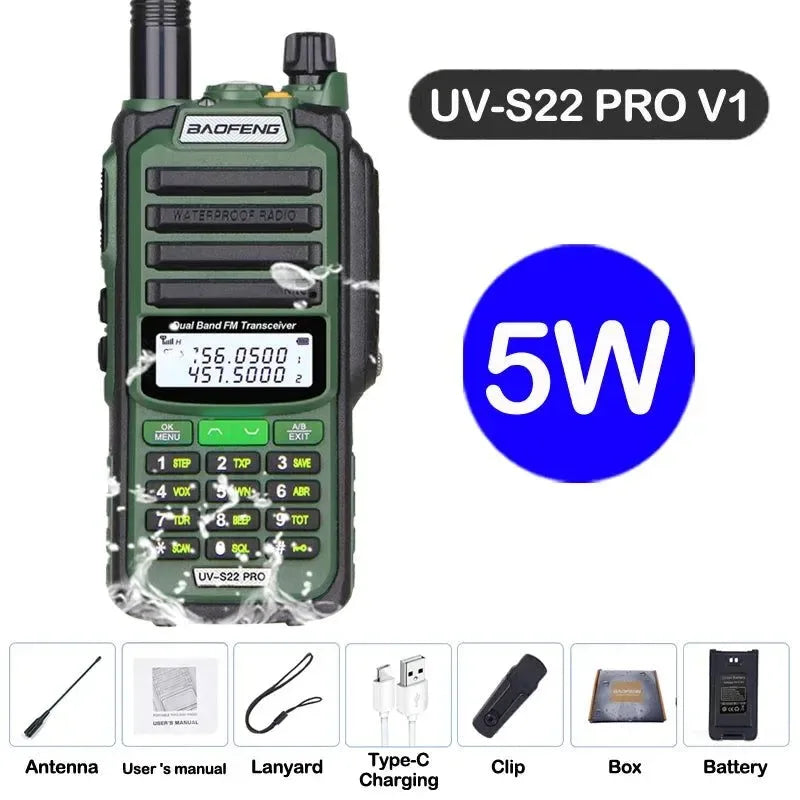 UV-S22 PRO V2 IP68 Waterproof Dual Band Ham Radio Walkie Talkie with 50KM Range (Upgraded UV9R UV5R Pro) - Trekker Essentials