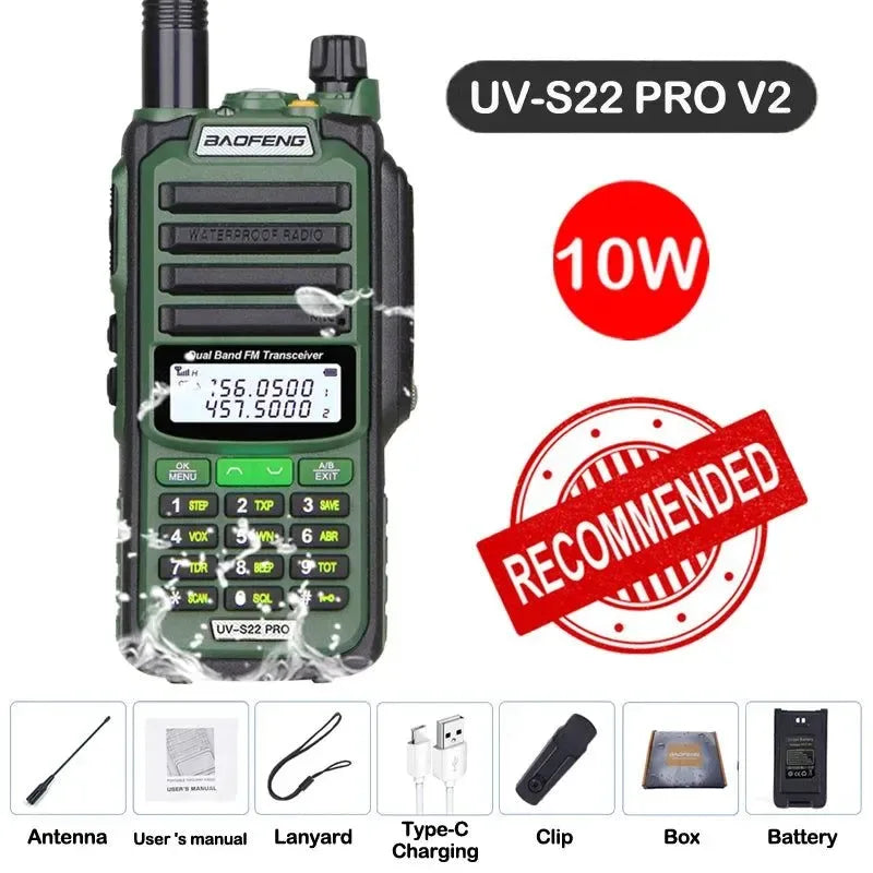 UV-S22 PRO V2 IP68 Waterproof Dual Band Ham Radio Walkie Talkie with 50KM Range (Upgraded UV9R UV5R Pro) - Trekker Essentials
