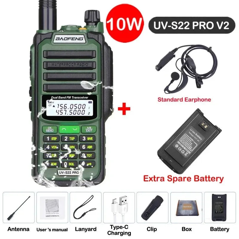 UV-S22 PRO V2 IP68 Waterproof Dual Band Ham Radio Walkie Talkie with 50KM Range (Upgraded UV9R UV5R Pro) - Trekker Essentials