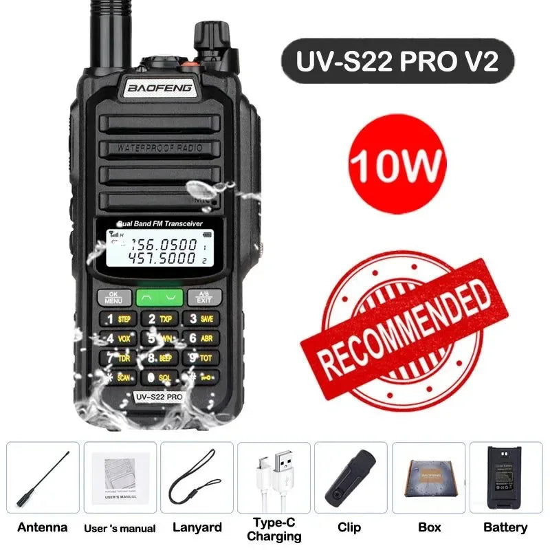 UV-S22 PRO V2 IP68 Waterproof Dual Band Ham Radio Walkie Talkie with 50KM Range (Upgraded UV9R UV5R Pro) - Trekker Essentials
