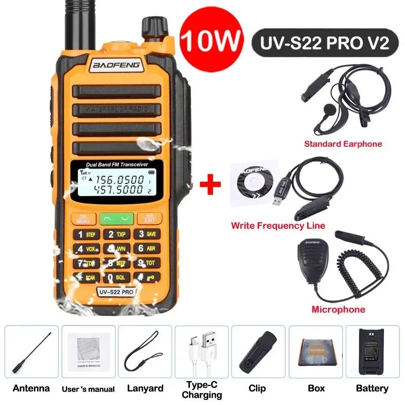 UV-S22 PRO V2 IP68 Waterproof Dual Band Ham Radio Walkie Talkie with 50KM Range (Upgraded UV9R UV5R Pro) - Trekker Essentials