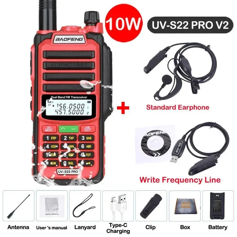 UV-S22 PRO V2 IP68 Waterproof Dual Band Ham Radio Walkie Talkie with 50KM Range (Upgraded UV9R UV5R Pro) - Trekker Essentials
