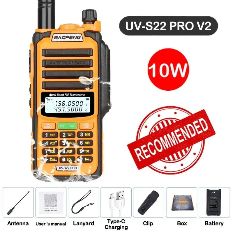 UV-S22 PRO V2 IP68 Waterproof Dual Band Ham Radio Walkie Talkie with 50KM Range (Upgraded UV9R UV5R Pro) - Trekker Essentials
