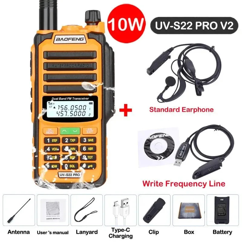 UV-S22 PRO V2 IP68 Waterproof Dual Band Ham Radio Walkie Talkie with 50KM Range (Upgraded UV9R UV5R Pro) - Trekker Essentials