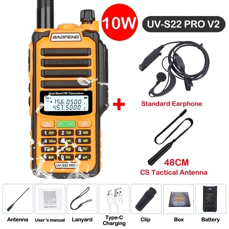 UV-S22 PRO V2 IP68 Waterproof Dual Band Ham Radio Walkie Talkie with 50KM Range (Upgraded UV9R UV5R Pro) - Trekker Essentials